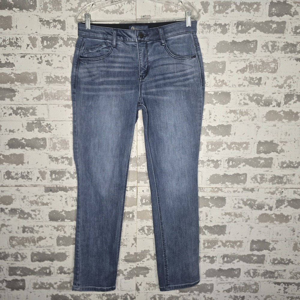 Democracy Jeans Womens 8 Light Blue Whiskered Denim Straight Leg Ab Solution